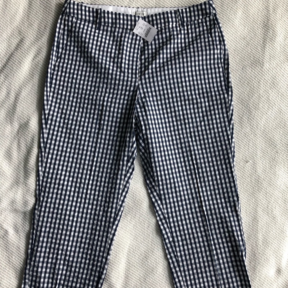 NWT JCrew Navy Gingham cropped pants!